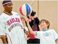 Playing basketball